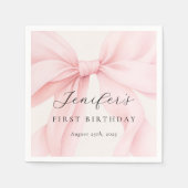 Elegante Roze Coquette Boog Meisje Verjaardagsfees Servet (Voorkant)