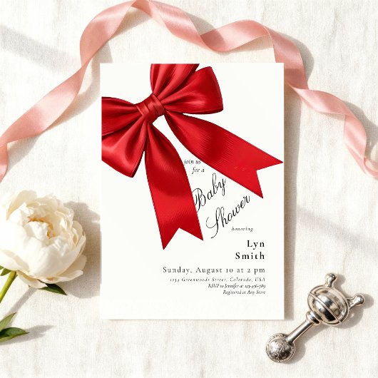 Elegante Roze Coquette Bow Baby shower Meisje Kaart