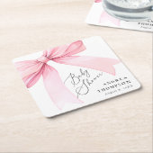 Elegante Roze Coquette Bow Baby shower Meisje Kartonnen Onderzetters (Schuin)