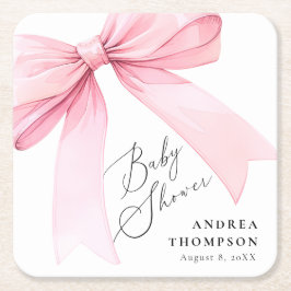 Elegante Roze Coquette Bow Baby shower Meisje Kartonnen Onderzetters