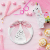 Elegante Roze Coquette Bow Baby shower Meisje Papieren Bordje (Feest)