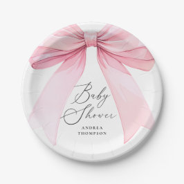 Elegante Roze Coquette Bow Baby shower Meisje Papieren Bordje