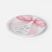 Elegante Roze Coquette Bow Baby shower Meisje Papieren Bordje (Gekanteld)