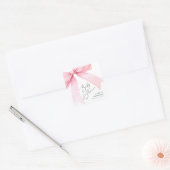 Elegante Roze Coquette Bow Baby shower Meisje Vierkante Sticker (Envelop)