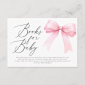 Elegante Roze Coquette Bow Boeken voor Baby Girl Informatiekaartje (Voorkant)