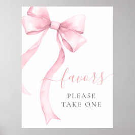 Elegante Roze Coquette Bow Girl Baby Favors Poster