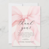 Elegante Roze Coquette Bow Girl Baby shower Bedankkaart (Voorkant)