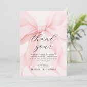 Elegante Roze Coquette Bow Girl Baby shower Bedankkaart (Staand voorkant)