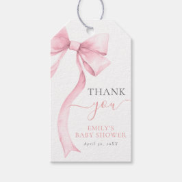 Elegante Roze Coquette Bow Girl Baby shower Cadeaulabel