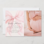 Elegante Roze Coquette Bow Girl Baby shower Foto Kaart (Voorkant)