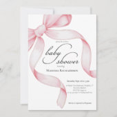 Elegante Roze Coquette Bow Girl Baby shower Kaart (Voorkant)