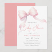 Elegante Roze Coquette Bow Girl Baby shower Kaart (Voorkant / Achterkant)