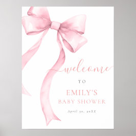 Elegante Roze Coquette Bow Girl Baby shower Welkom Poster