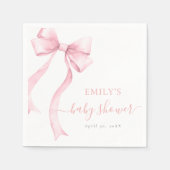 Elegante Roze Coquette Bow Girl Baby shower Welkom Servet (Voorkant)