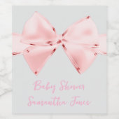 Elegante Roze Coquette Bow Girl Baby shower Wijn Etiket (Enkel label)