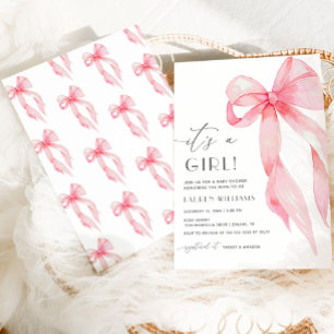 Elegante roze Coquette Bow is een meisje Baby show Kaart