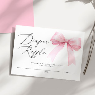 Elegante Roze Coquette Bow Luier Raffle Baby Showe Informatiekaartje