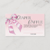 Elegante Roze Coquette Bow Luier Raffle Informatiekaartje (Voorkant)