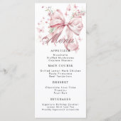Elegante Roze Coquette Bow Parels Menu Kaart (Voorkant)