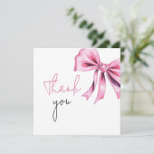 Elegante Roze Coquette Bow Sweet 16 Verjaardag Bedankkaart (Staand voorkant)