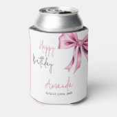 Elegante Roze Coquette Bow Sweet 16 Verjaardag Blikjeskoeler (Blikje Achterkant)