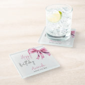 Elegante Roze Coquette Bow Sweet 16 Verjaardag Glazen Onderzetter (Schuin)