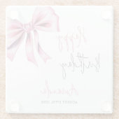 Elegante Roze Coquette Bow Sweet 16 Verjaardag Glazen Onderzetter (Achterkant)