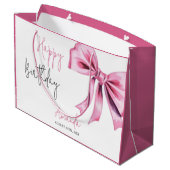 Elegante Roze Coquette Bow Sweet 16 Verjaardag Groot Cadeauzakje (Achterkant Gekanteld)