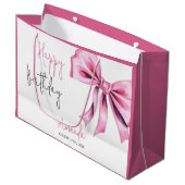 Elegante Roze Coquette Bow Sweet 16 Verjaardag Groot Cadeauzakje (Voorkant Gekanteld)