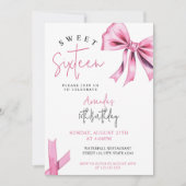 Elegante Roze Coquette Bow Sweet 16 Verjaardag Kaart (Voorkant)