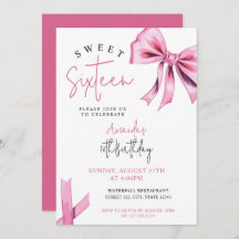 Elegante Roze Coquette Bow Sweet 16 Verjaardag