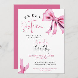 Elegante Roze Coquette Bow Sweet 16 Verjaardag Kaart