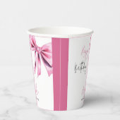 Elegante Roze Coquette Bow Sweet 16 Verjaardag Papieren Bekers (Rechts)