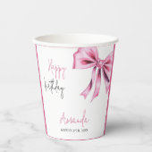 Elegante Roze Coquette Bow Sweet 16 Verjaardag Papieren Bekers (Voorkant)