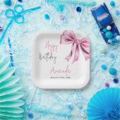 Elegante Roze Coquette Bow Sweet 16 Verjaardag Papieren Bordje (Feest)