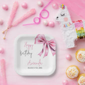 Elegante Roze Coquette Bow Sweet 16 Verjaardag Papieren Bordje (Feest)