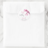 Elegante Roze Coquette Bow Sweet 16 Verjaardag Ronde Sticker (Tas)