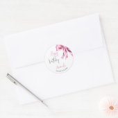 Elegante Roze Coquette Bow Sweet 16 Verjaardag Ronde Sticker (Envelop)