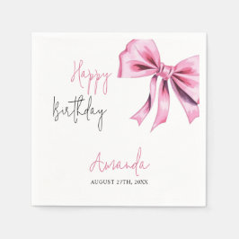 Elegante Roze Coquette Bow Sweet 16 Verjaardag Servet