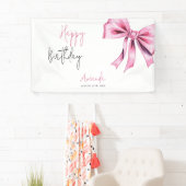 Elegante Roze Coquette Bow Sweet 16 Verjaardag Spandoek (Insitu)