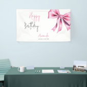 Elegante Roze Coquette Bow Sweet 16 Verjaardag Spandoek (Beurs)