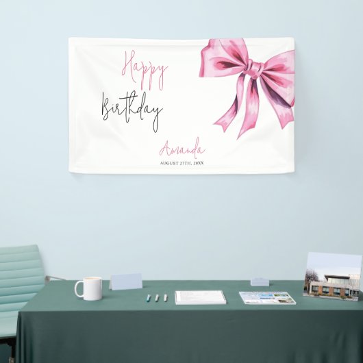 Elegante Roze Coquette Bow Sweet 16 Verjaardag Spandoek (Beurs)