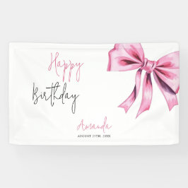Elegante Roze Coquette Bow Sweet 16 Verjaardag Spandoek