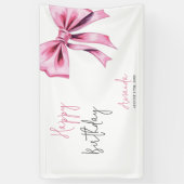 Elegante Roze Coquette Bow Sweet 16 Verjaardag Spandoek (Verticaal)
