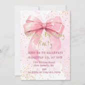 Elegante Roze Coquette Girly Bow Verjaardag Kaart (Voorkant)