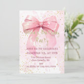 Elegante Roze Coquette Girly Bow Verjaardag Kaart (Staand voorkant)
