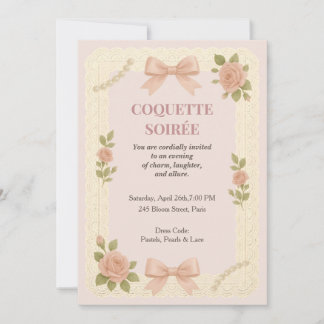 Elegante Roze Coquette Soiree Verjaardagsuitnodigi Kaart