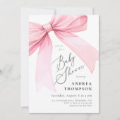 Elegante Roze Coquette Strik Baby Shower Meisje Kaart (Voorkant)