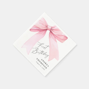Elegante Roze Coquette Strik Verjaardag Meisje Eén Servet