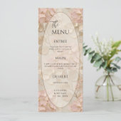 Elegante Roze Crème Bloemachtige Bruiloft Menu (Staand voorkant)